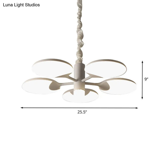 Modern White Acrylic Circle Chandelier - 5-Light Led Pendant For Dining Room With Radial Design