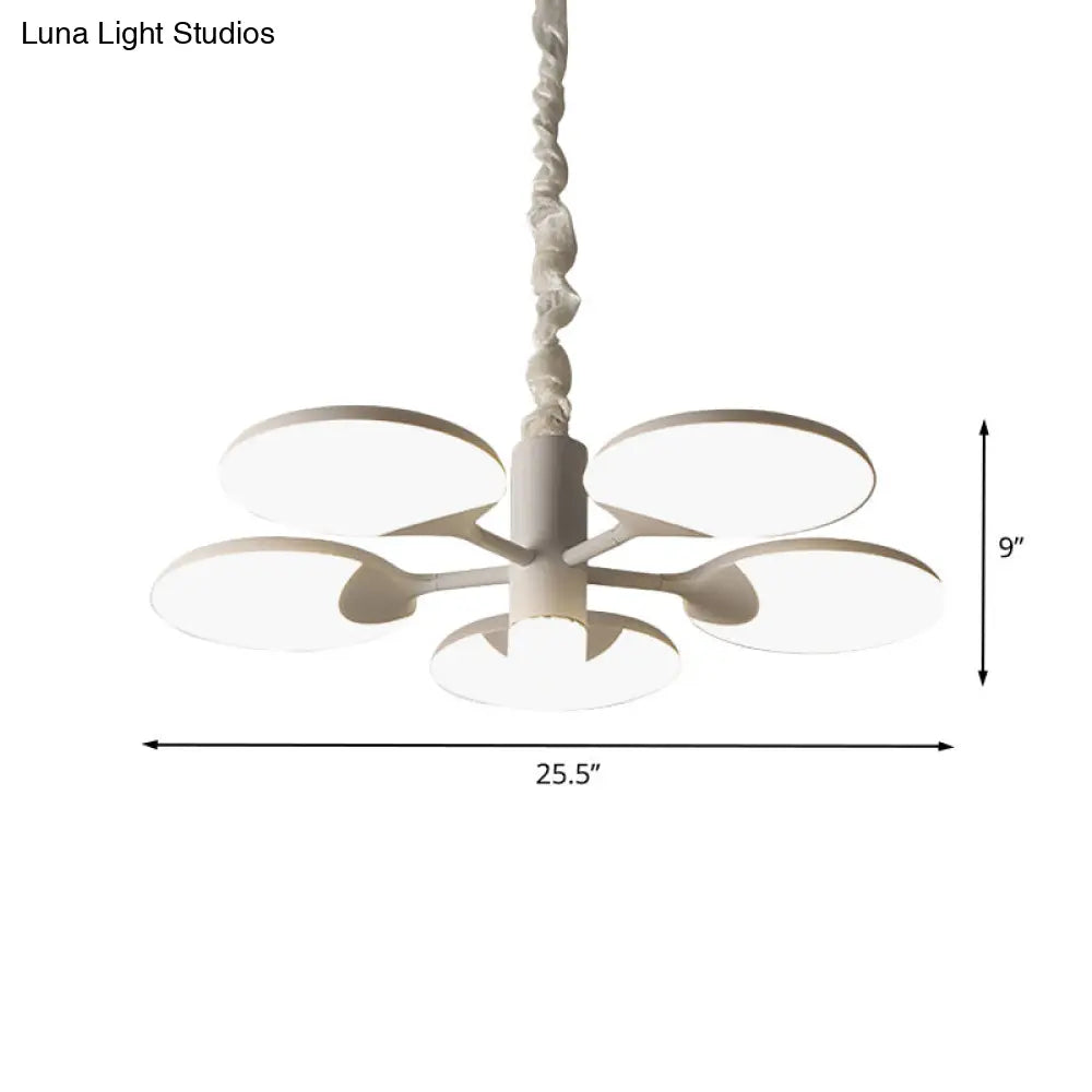 Modern Acrylic Chandelier - 5-Light Led Pendant With Radial Design For Dining Room In White