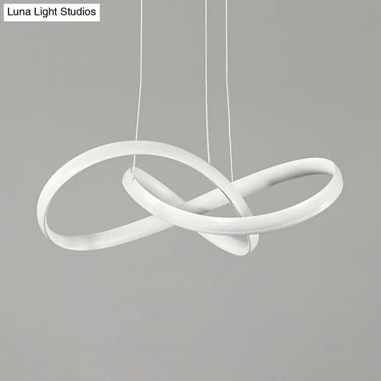 Modern Acrylic Chandelier Light Fixture - White Led Pendant With Seamless Curve Design In Warm/White