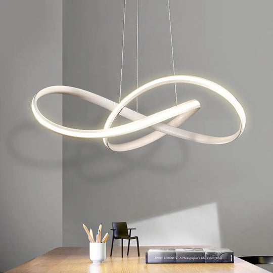 Modern Acrylic Chandelier Light Fixture - White Led Pendant With Seamless Curve Design In