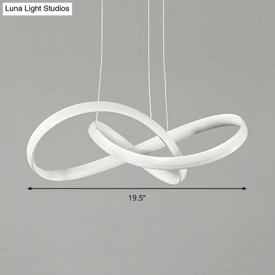 Modern Acrylic Chandelier Light Fixture - White Led Pendant With Seamless Curve Design In Warm/White