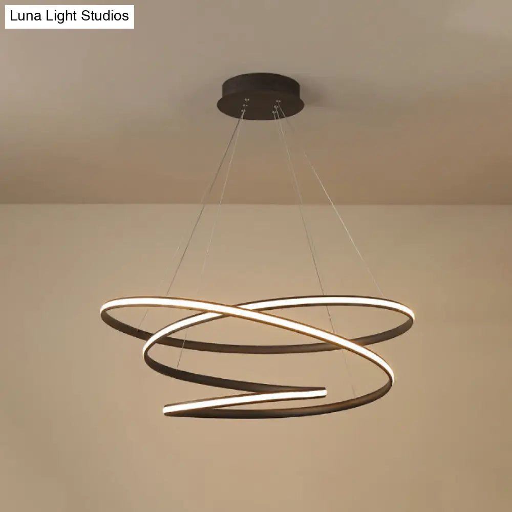 Sleek Acrylic Curve Chandelier Pendant With Led Suspension Light In Warm/White Shades 21.5/31.5