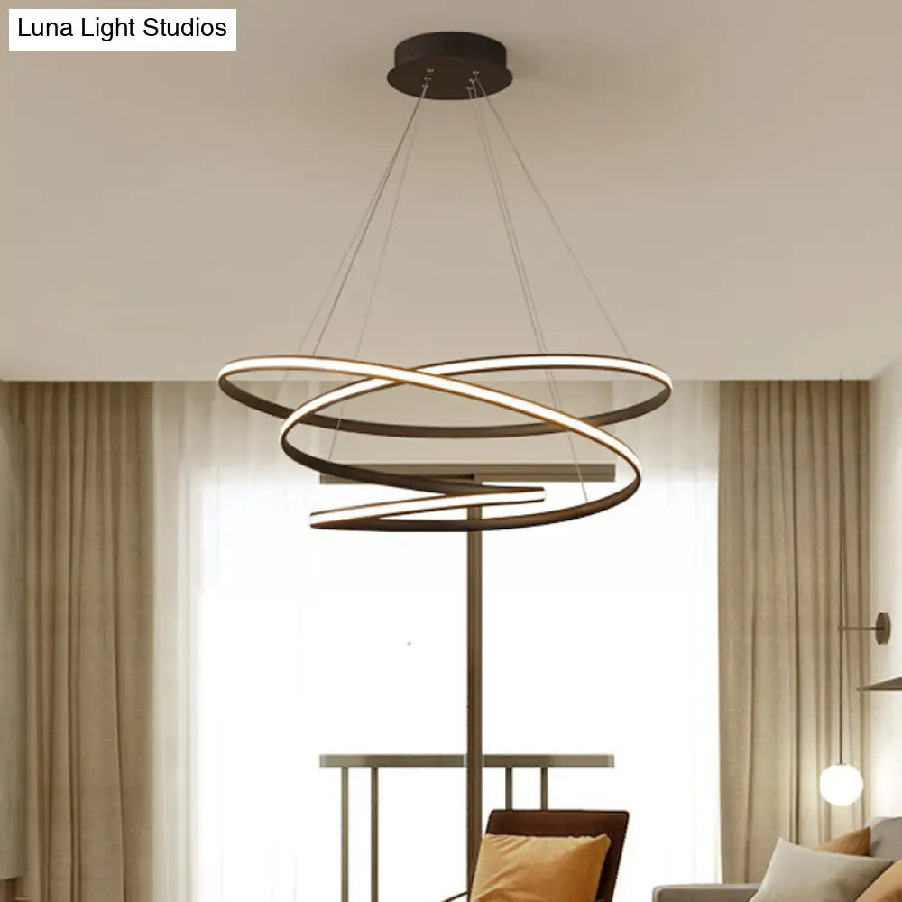 Sleek Acrylic Curve Chandelier Pendant With Led Suspension Light In Warm/White Shades 21.5/31.5