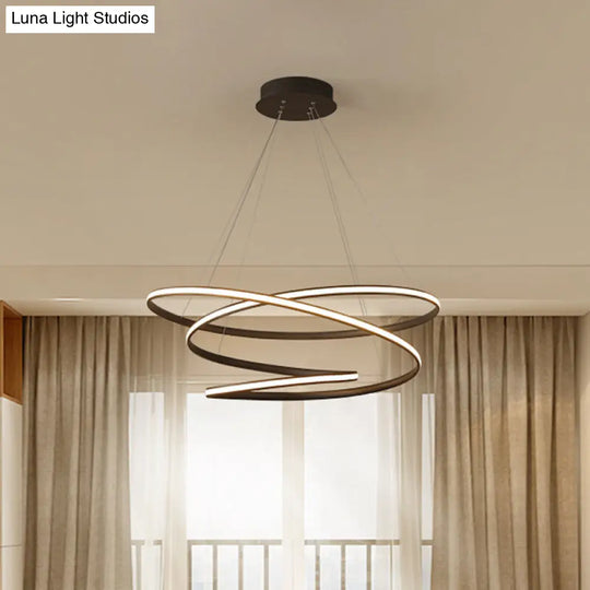 Sleek Acrylic Curve Chandelier Pendant With Led Suspension Light In Warm/White Shades 21.5/31.5