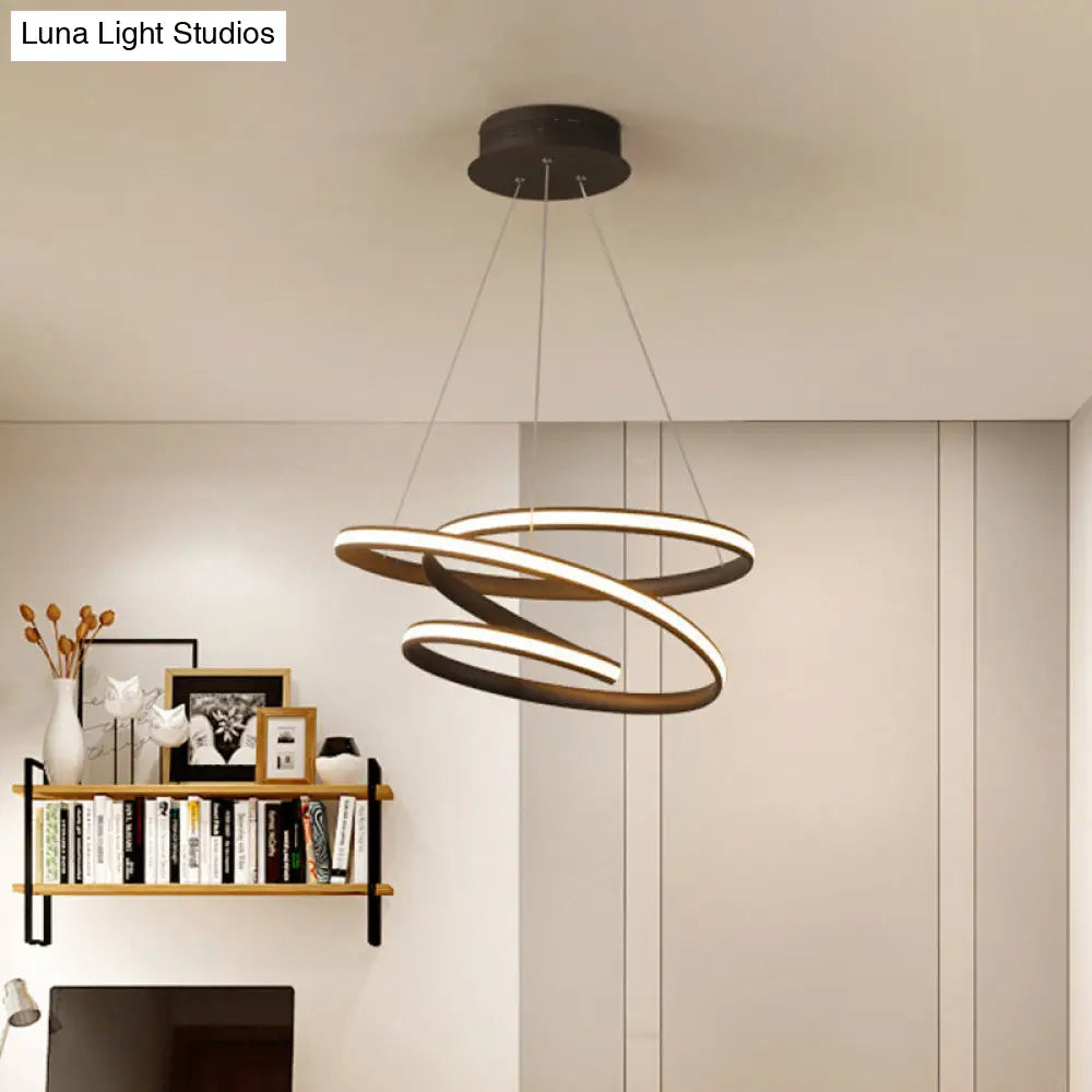 Sleek Acrylic Curve Chandelier Pendant With Led Suspension Light In Warm/White Shades 21.5/31.5