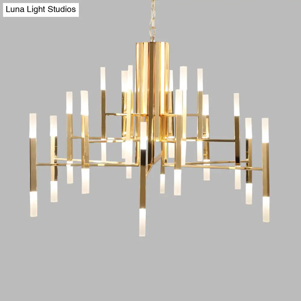 Modern Acrylic Chandelier Pendant Light With Tubular Shade For Stylish Suspension