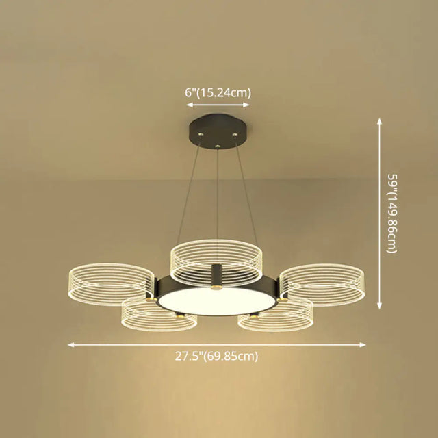 Modern Acrylic Circle Pendant Light For Living Room - Stylish Chandelier Ceiling Lighting