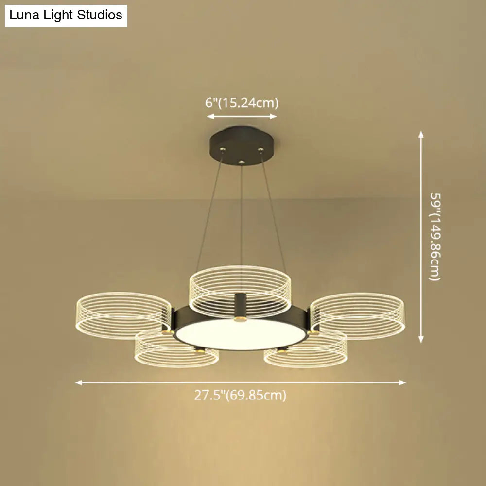 Modern Acrylic Circle Pendant Light For Living Room - Stylish Chandelier Ceiling Lighting