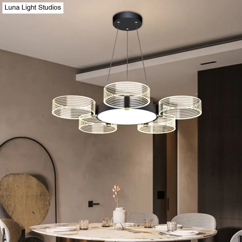 Modern Acrylic Circle Pendant Light For Living Room - Stylish Chandelier Ceiling Lighting