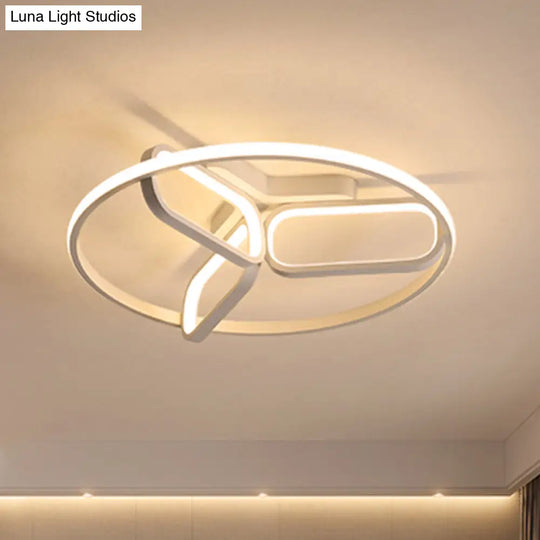 Modern Acrylic Circular Flush Light: 18/21.5 Wide Led Bedroom Ceiling Mount Lamp In Black/White/Gold