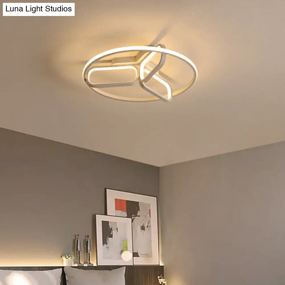 Modern Acrylic Circular Flush Light: 18/21.5 Wide Led Bedroom Ceiling Mount Lamp In Black/White/Gold