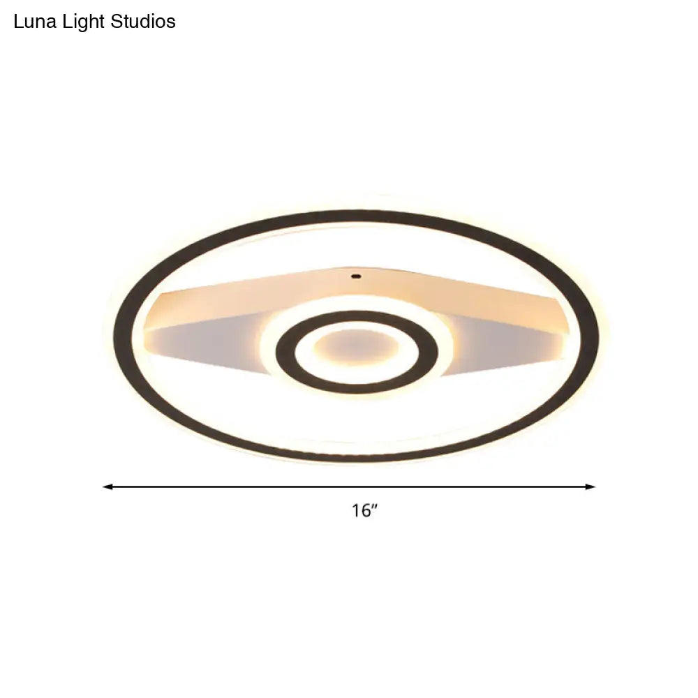 Modern Acrylic Circular Led Ceiling Mount Light In Black Perfect For Living Room