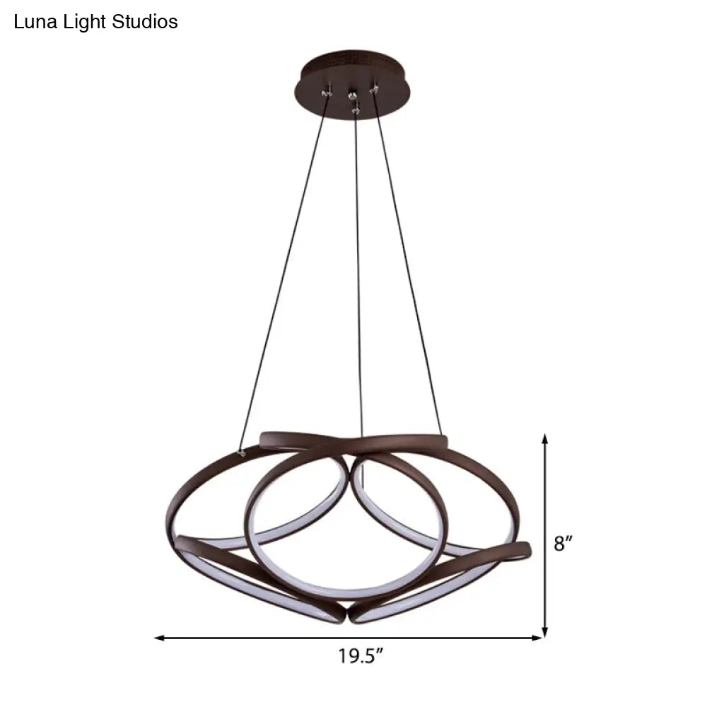 Modern Acrylic Coffee Led Chandelier Light - Seamlessly Curved Suspension For Living Room