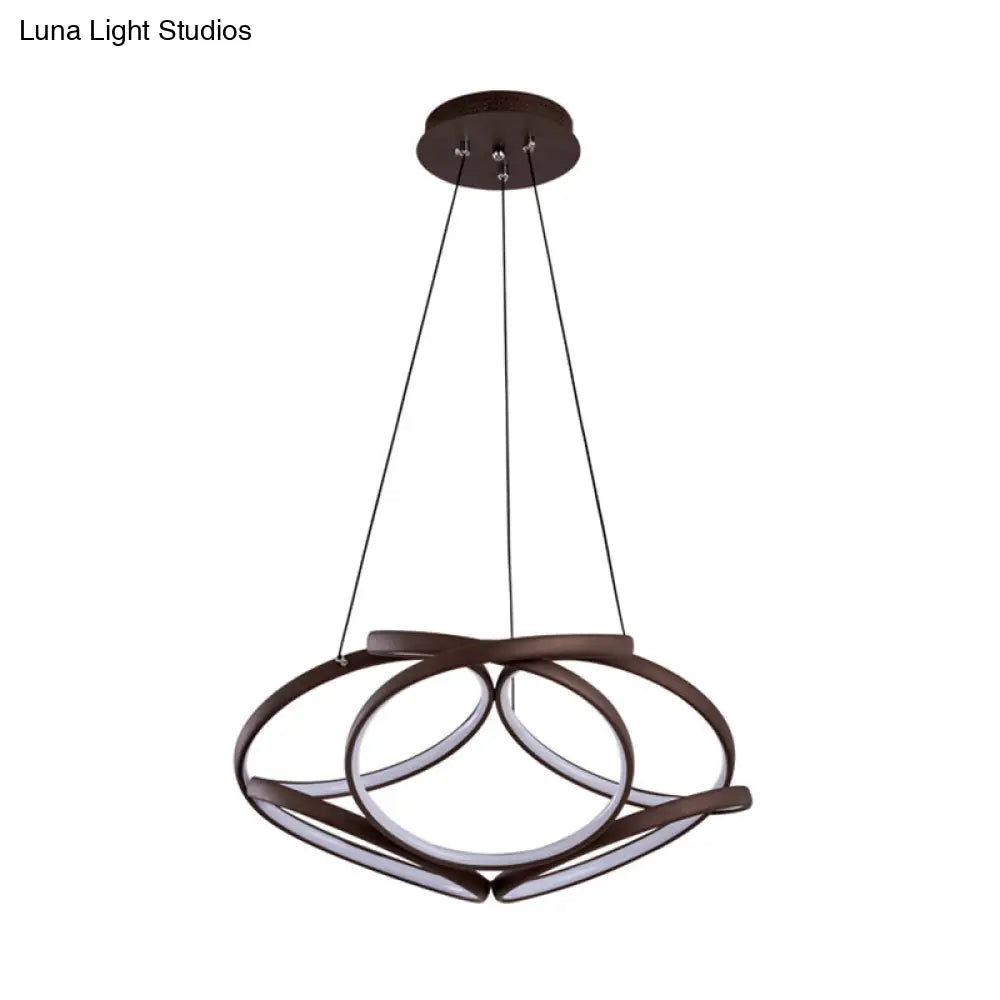 Modern Acrylic Coffee Led Chandelier Light - Seamlessly Curved Suspension For Living Room