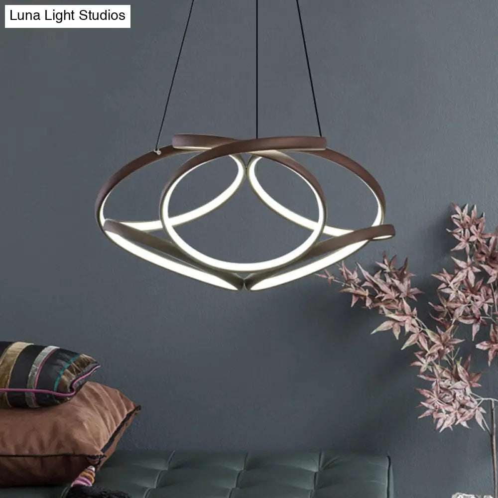 Chic Curve Led Chandelier For Modern Living Rooms Brown