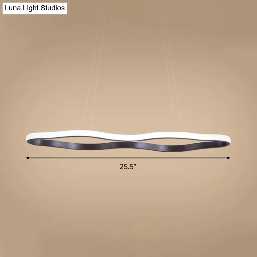 Modern Acrylic Coffee Wave Hanging Led Ceiling Light - 23.5’/36.5’/47’ Wide Warm/White