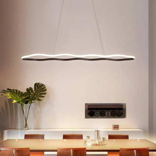 Modern Acrylic Coffee Wave Hanging Led Ceiling Light - 23.5’/36.5’/47’ Wide Warm/White / 47’ Warm