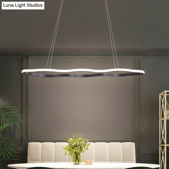 Modern Acrylic Wave Hanging Ceiling Light - Led Suspension In Warm/White 23.5/36.5/47 Wide Coffee /