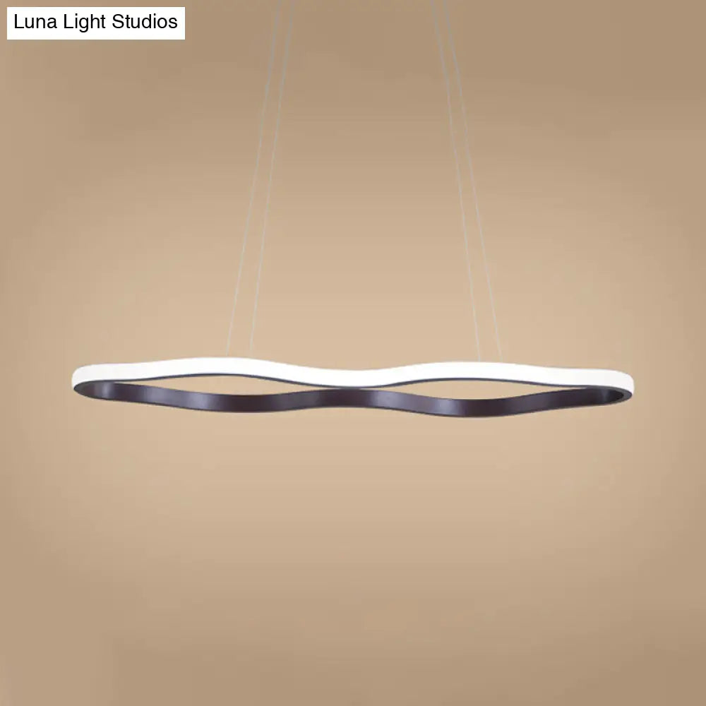 Modern Acrylic Wave Hanging Ceiling Light - Led Suspension In Warm/White 23.5/36.5/47 Wide