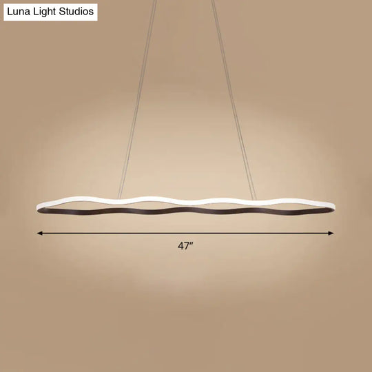 Modern Acrylic Wave Hanging Ceiling Light - Led Suspension In Warm/White 23.5/36.5/47 Wide