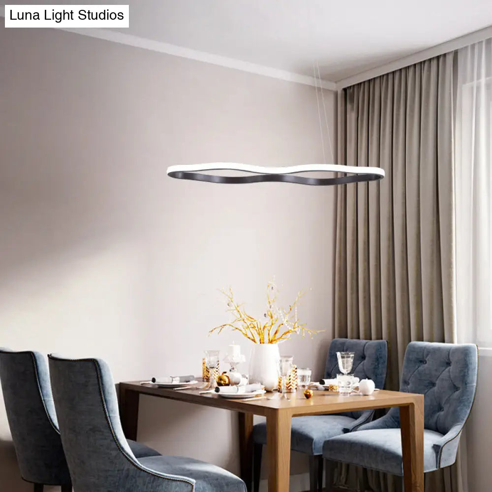 Modern Acrylic Wave Hanging Ceiling Light - Led Suspension In Warm/White 23.5/36.5/47 Wide Coffee /