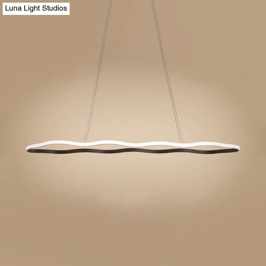 Modern Acrylic Wave Hanging Ceiling Light - Led Suspension In Warm/White 23.5/36.5/47 Wide