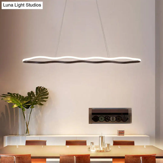 Modern Acrylic Wave Hanging Ceiling Light - Led Suspension In Warm/White 23.5/36.5/47 Wide Coffee /