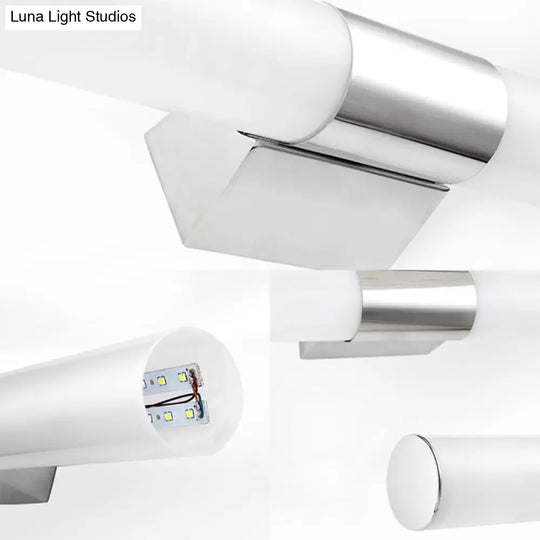 Modern Acrylic Cylinder Vanity Wall Light - 16/18 Silver Led Mount Warm/White