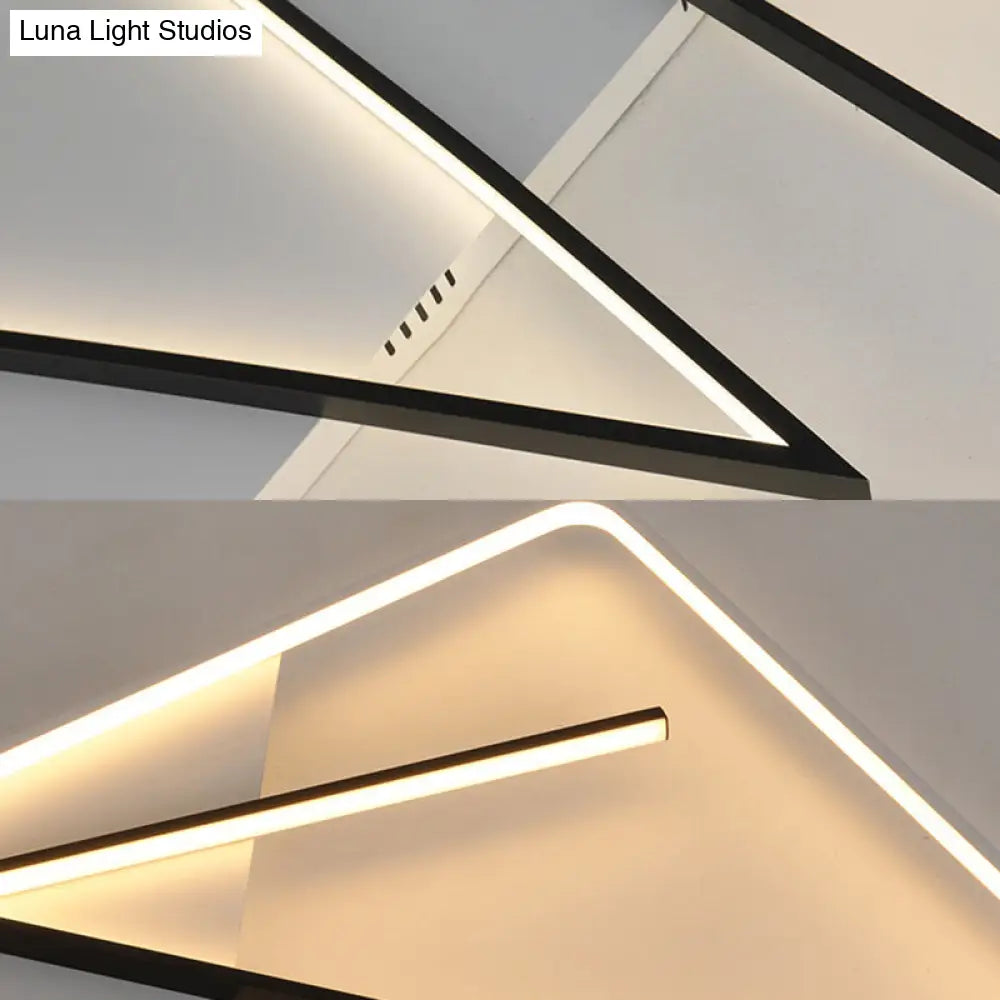 Modern Acrylic Double V-Shape Ceiling Lamp Black And White Led Flush Mount Light With Stepless