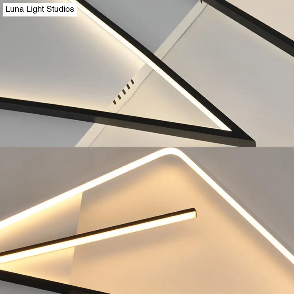 Modern Acrylic Double V - Shape Ceiling Lamp Black And White Led Flush Mount Light With Stepless