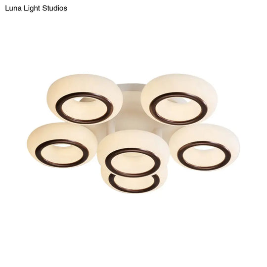 Modern Acrylic Doughnut Ceiling Flush Light With White Led - 3/6 - Head Mount Fixture