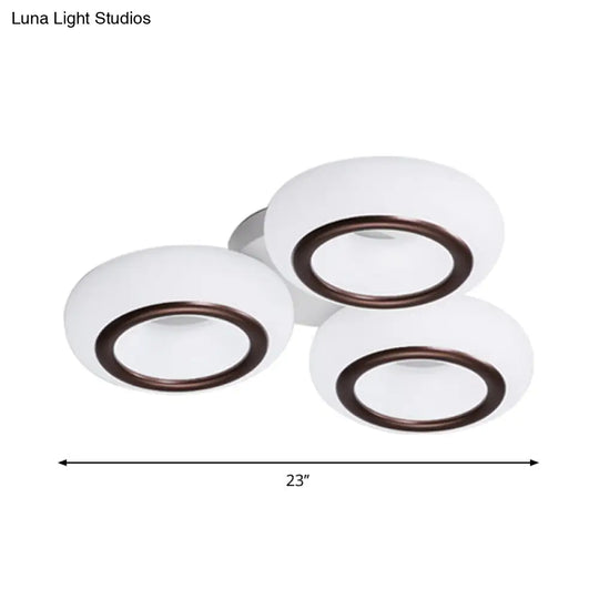Modern Acrylic Doughnut Ceiling Flush Light With White Led - 3/6-Head Mount Fixture
