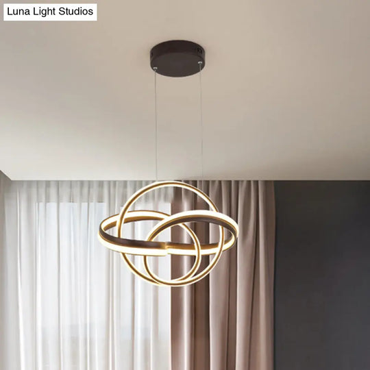 Modern Cycle Acrylic Led Chandelier Light Fixture In White/Coffee Perfect For Over Table Coffee