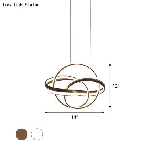 Modern Cycle Acrylic Led Chandelier Light Fixture In White/Coffee Perfect For Over Table