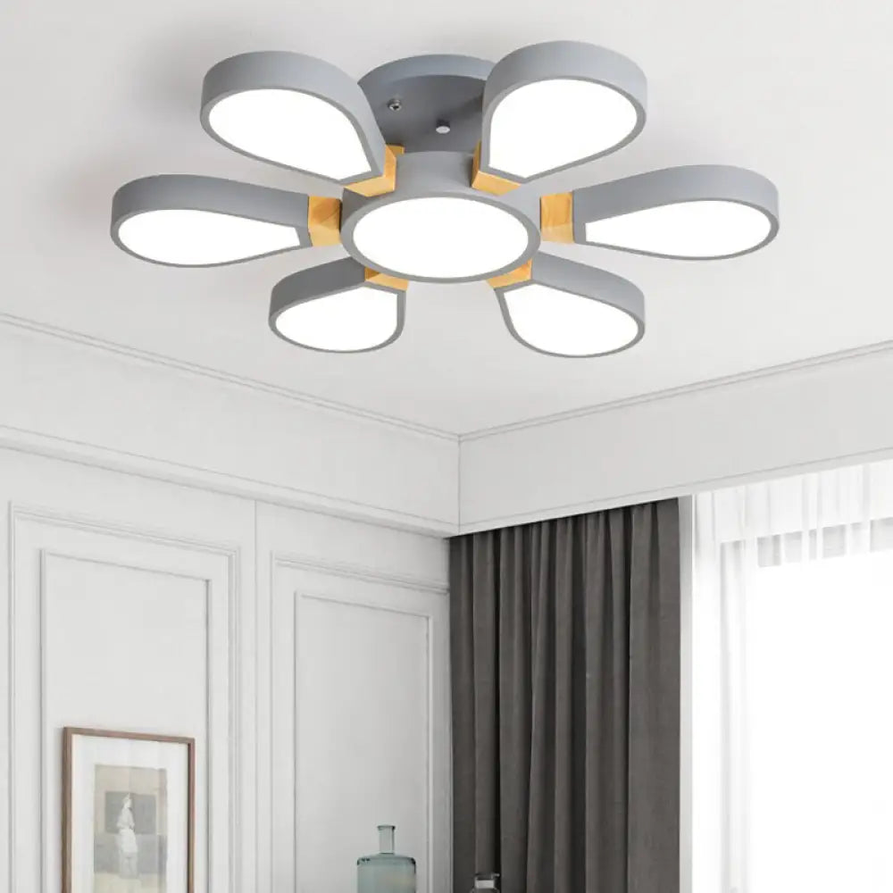 Modern Acrylic Flower Ceiling Lamp For Living Room - Semi Flush Mount Light Fixture 9 / Grey