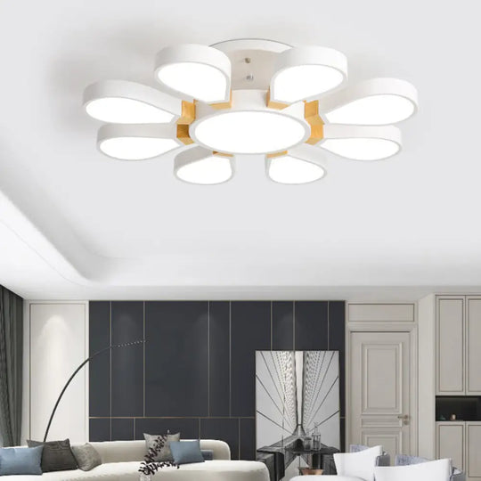 Modern Acrylic Flower Ceiling Lamp For Living Room - Semi Flush Mount Light Fixture 9 / White