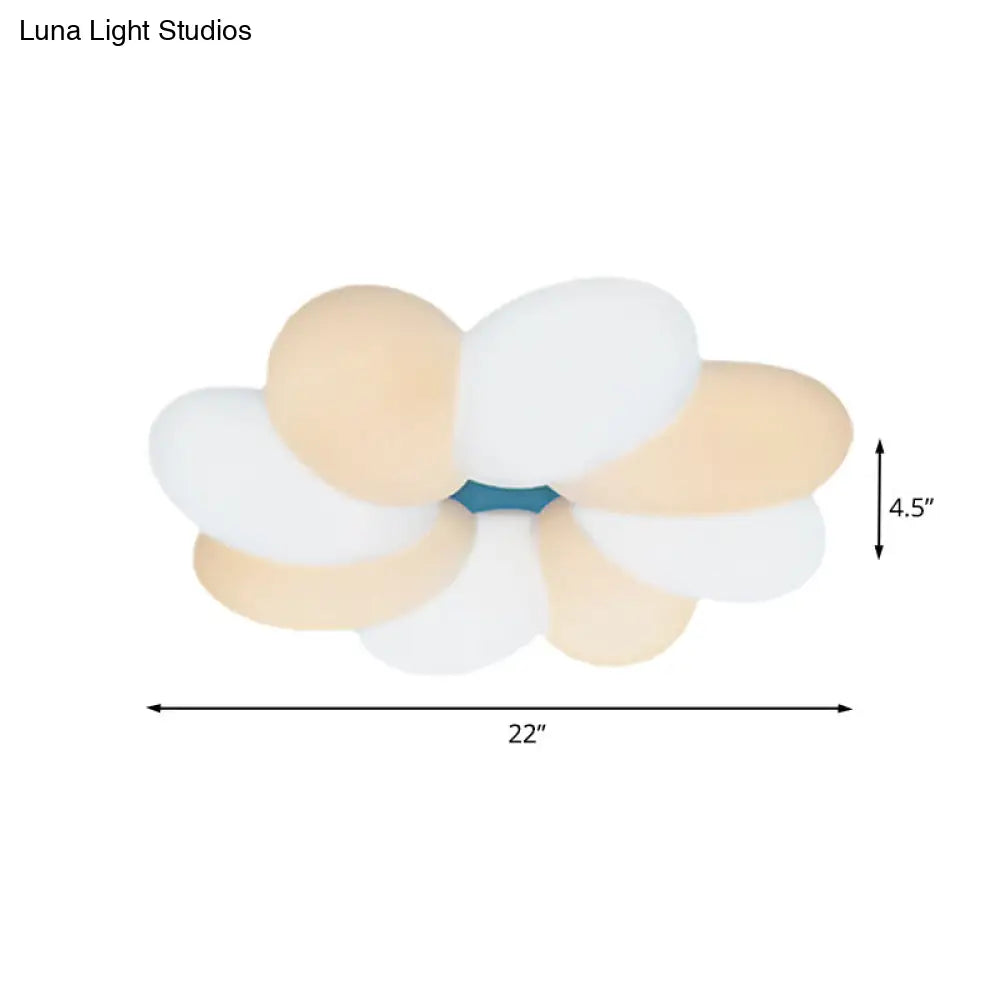 Modern Acrylic Flower Flush Ceiling Lamp For Child Bedroom - Led 18/22 Wide Warm/White Light