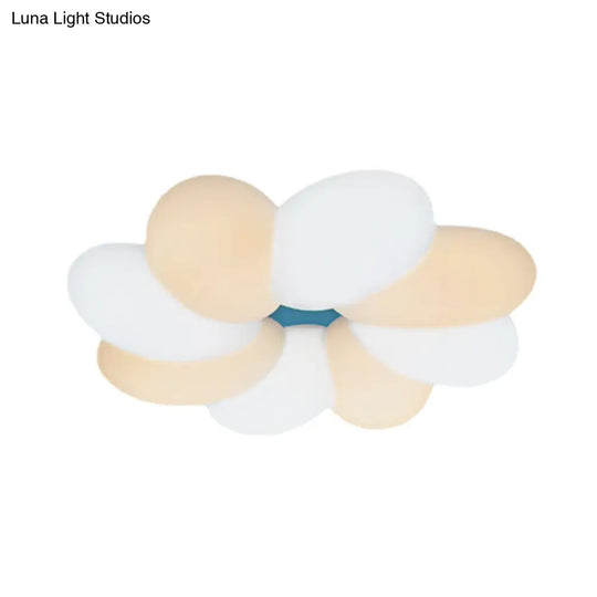 Modern Acrylic Flower Flush Ceiling Lamp For Child Bedroom - Led 18/22 Wide Warm/White Light
