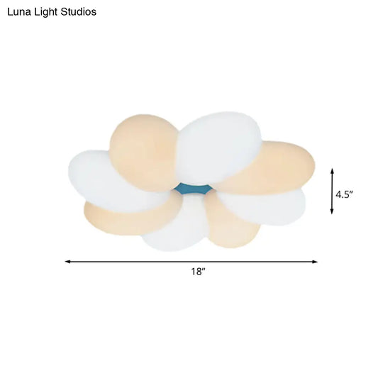 Modern Acrylic Flower Flush Ceiling Lamp For Child Bedroom - Led 18’/22’ Wide Warm/White Light