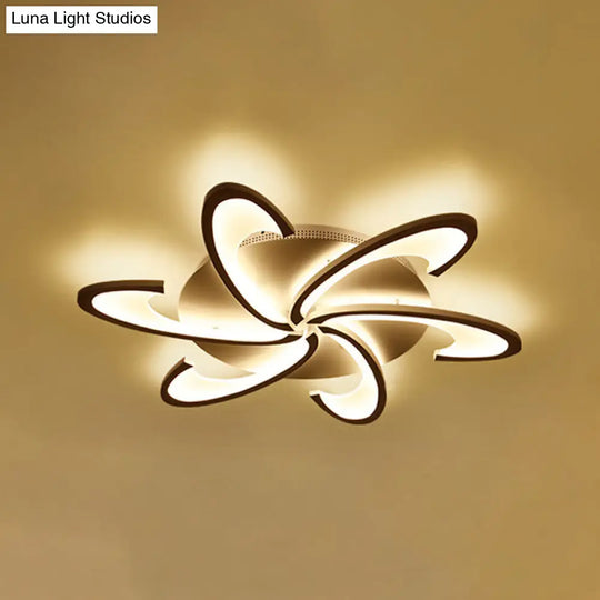 Modern Acrylic Flower Semi Flush Mount Lamp - 6/12-Head Warm/White Light White Ceiling Lighting For