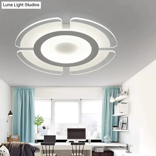 Modern Acrylic Floweret Flushmount Ceiling Light In White - Ultrathin Led Lighting For Bedroom