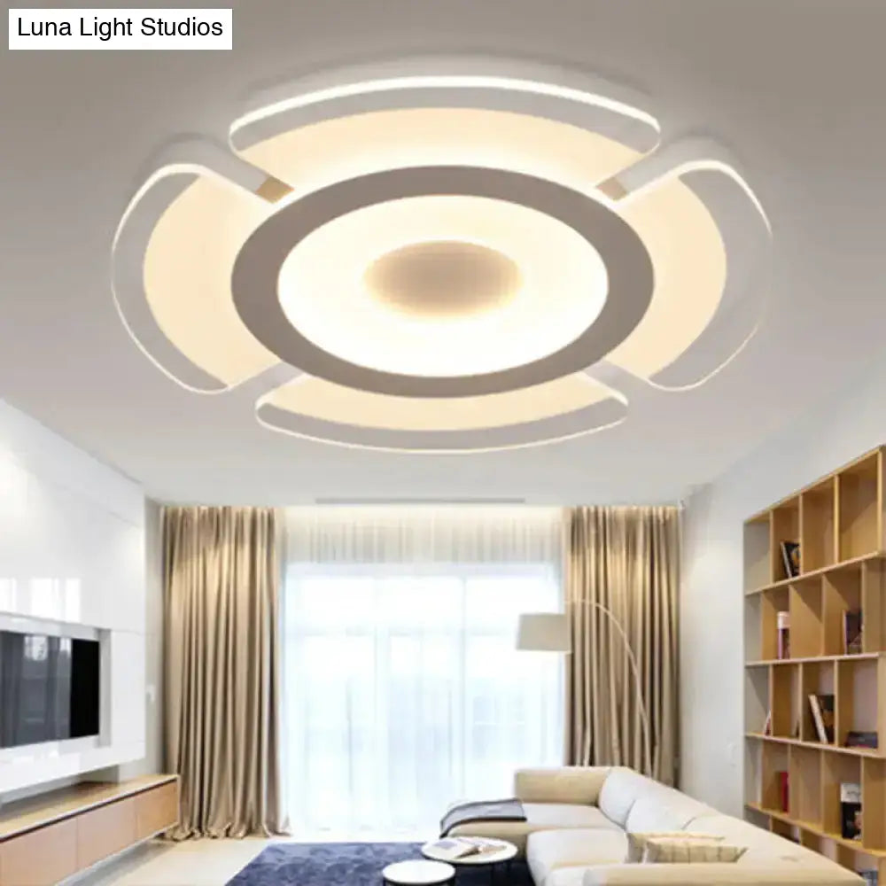 Modern Acrylic Floweret Flushmount Ceiling Light In White - Ultrathin Led Lighting For Bedroom