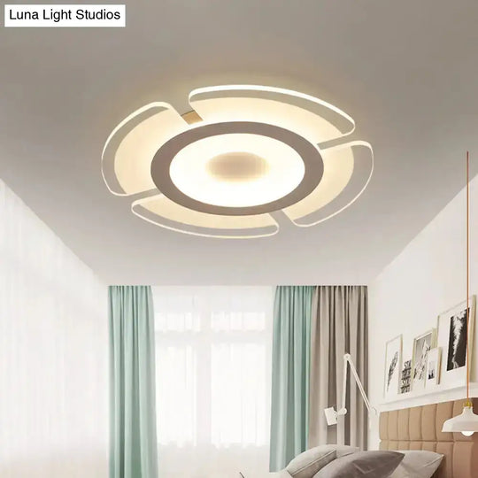 Modern Acrylic Floweret Flushmount Ceiling Light In White - Ultrathin Led Lighting For Bedroom