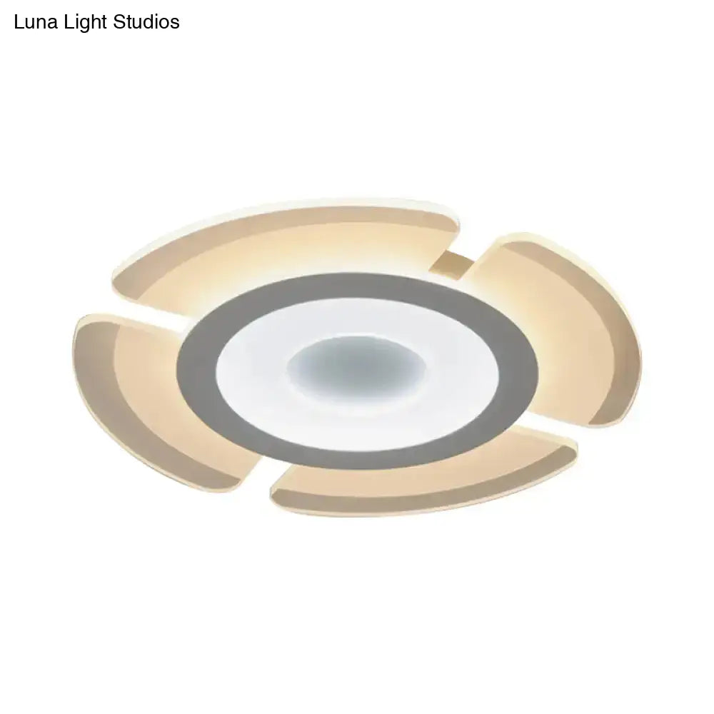 Modern Acrylic Floweret Flushmount Ceiling Light In White - Ultrathin Led Lighting For Bedroom