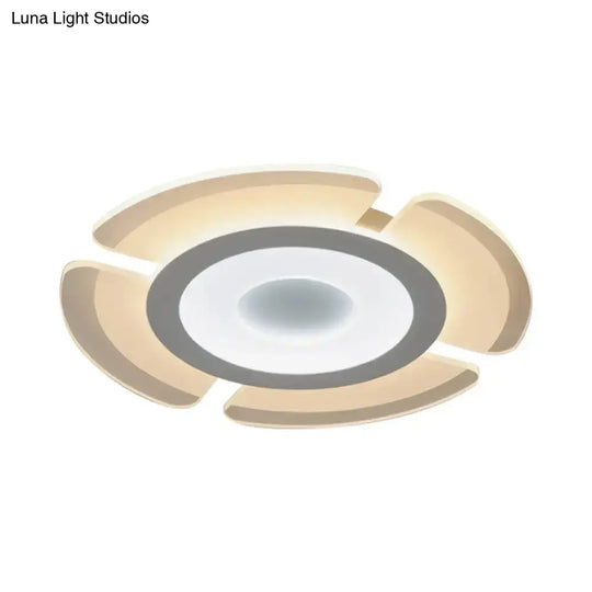 Modern Acrylic Floweret Flushmount Ceiling Light In White - Ultrathin Led Lighting For Bedroom