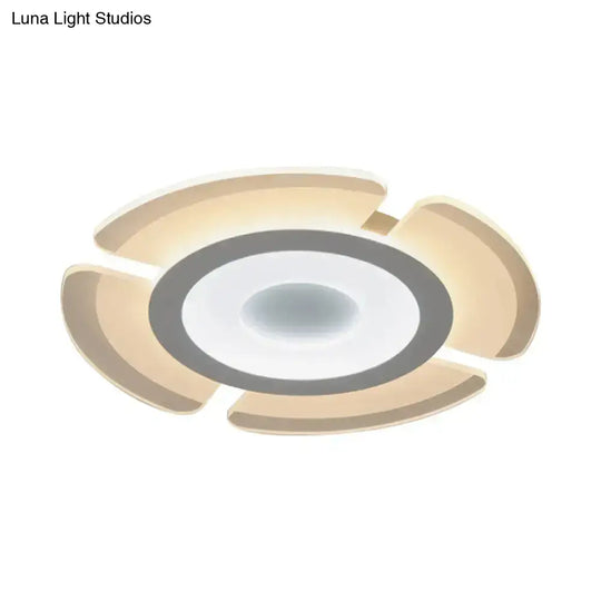 Modern Acrylic Floweret Flushmount Ceiling Light In White - Ultrathin Led Lighting For Bedroom