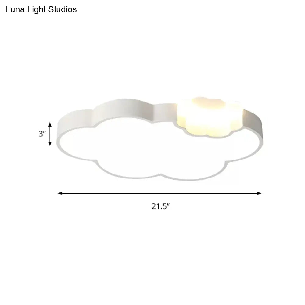 Modern Acrylic Flush Ceiling Lamp - Cloud Kindergarten In White Finish