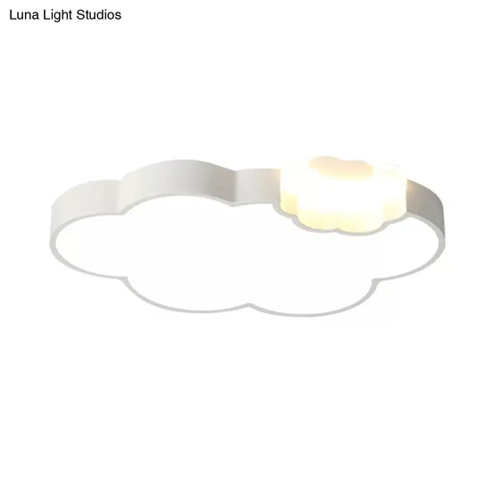 Modern Acrylic Flush Ceiling Lamp - Cloud Kindergarten In White Finish