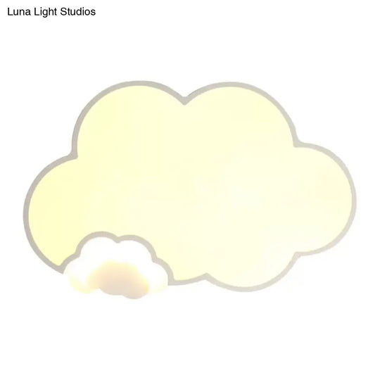 Modern Acrylic Flush Ceiling Lamp - Cloud Kindergarten In White Finish