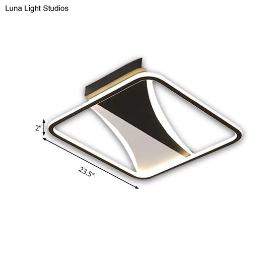 Modern Acrylic Flush Light For Bedroom - Square/Rectangular Ceiling Lighting In Black/White